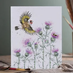 Wrendale Designs 'Feathers and Thistles' Gold Finch Greetings Card