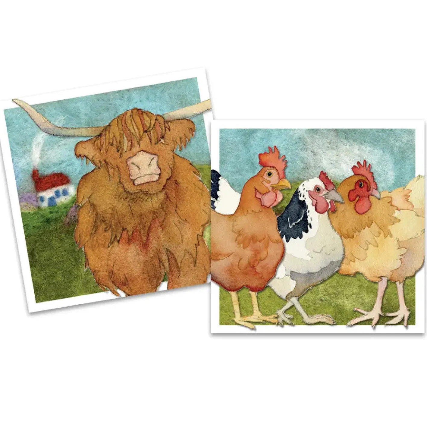 Emma Ball Felted Farm pack of 10 Mini Notecards