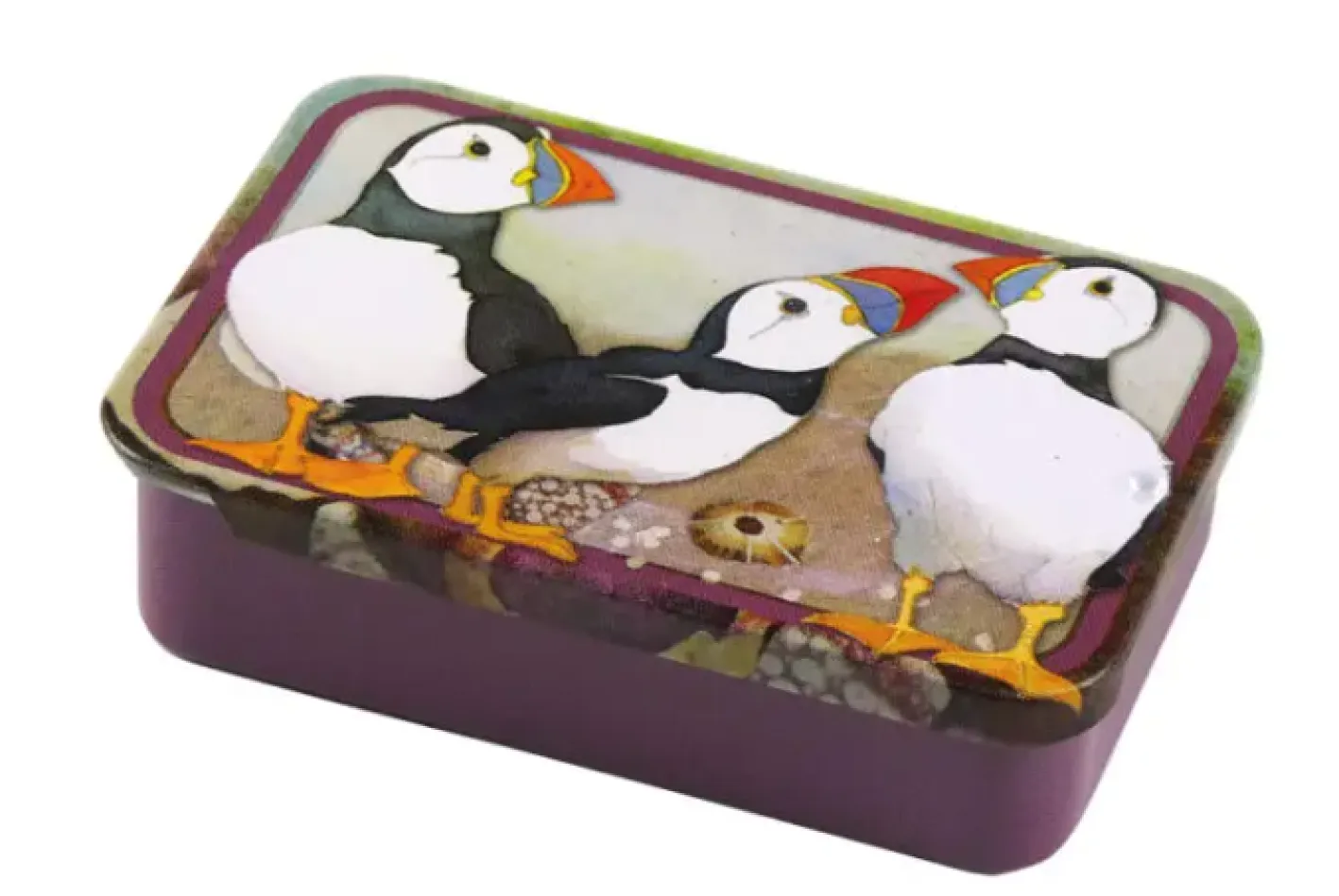 Emma Ball Felted Puffins Mini Slider Tin