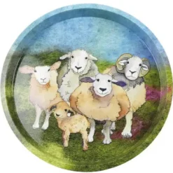 Emma Ball Felted Sheep Round Tin Tray