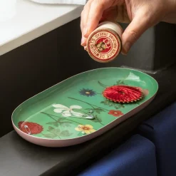 Roomytown Festival of Flowers Oval Enamel Printed Tray