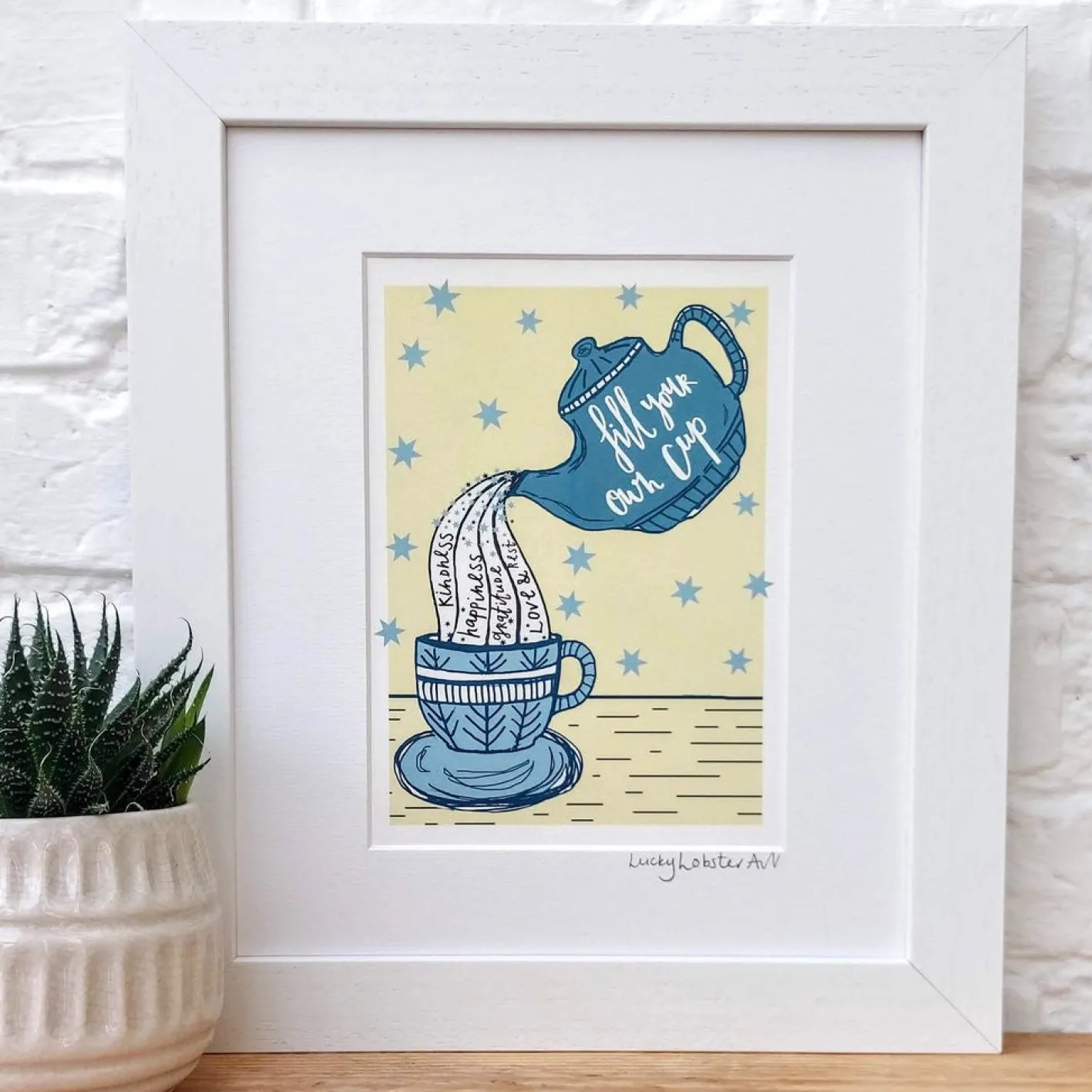 Lucky Lobster Fill Your Own Cup Print Framed