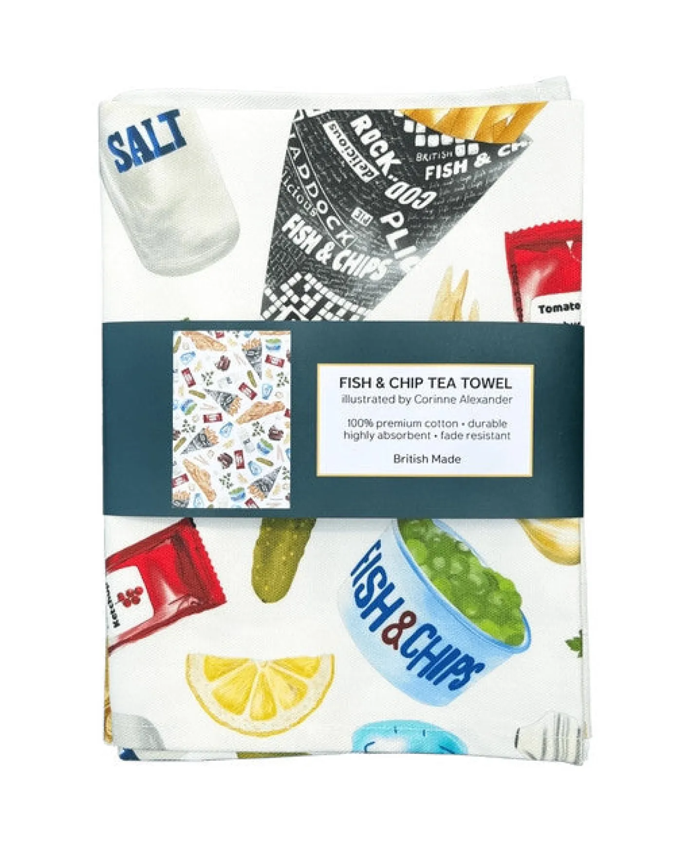 Corinne Alexander Fish & Chip Tea Towel by