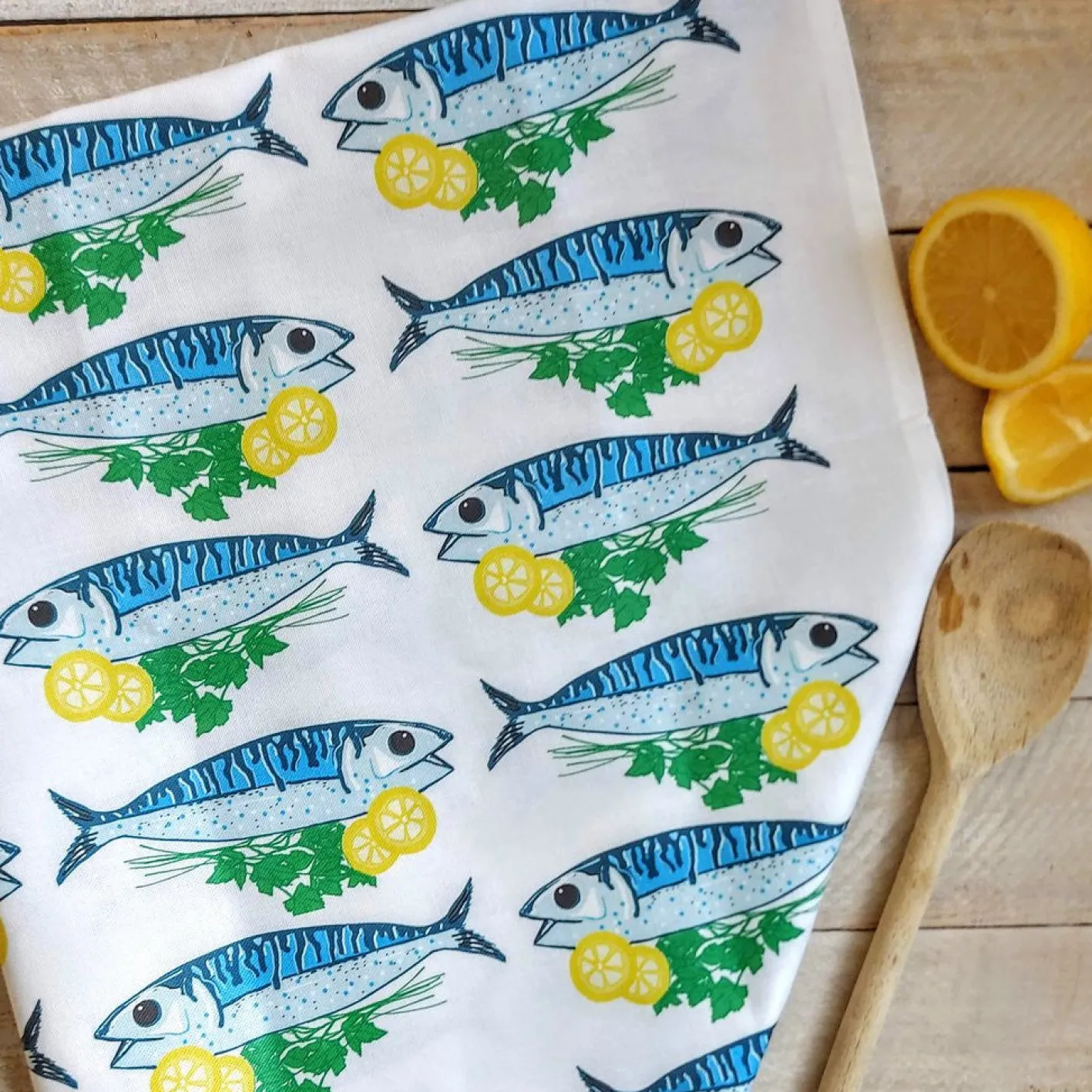 Lucky Lobster Fish & Lemon Tea Towel