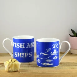Port & Lemon Fish and Ships Bone China Mug