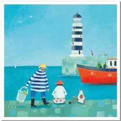 Emma Ball Fishing at the Lighthouse Greetings Card
