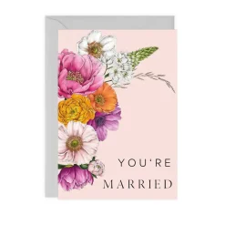 Catherine Lewis Floral Brights - You're Married Card