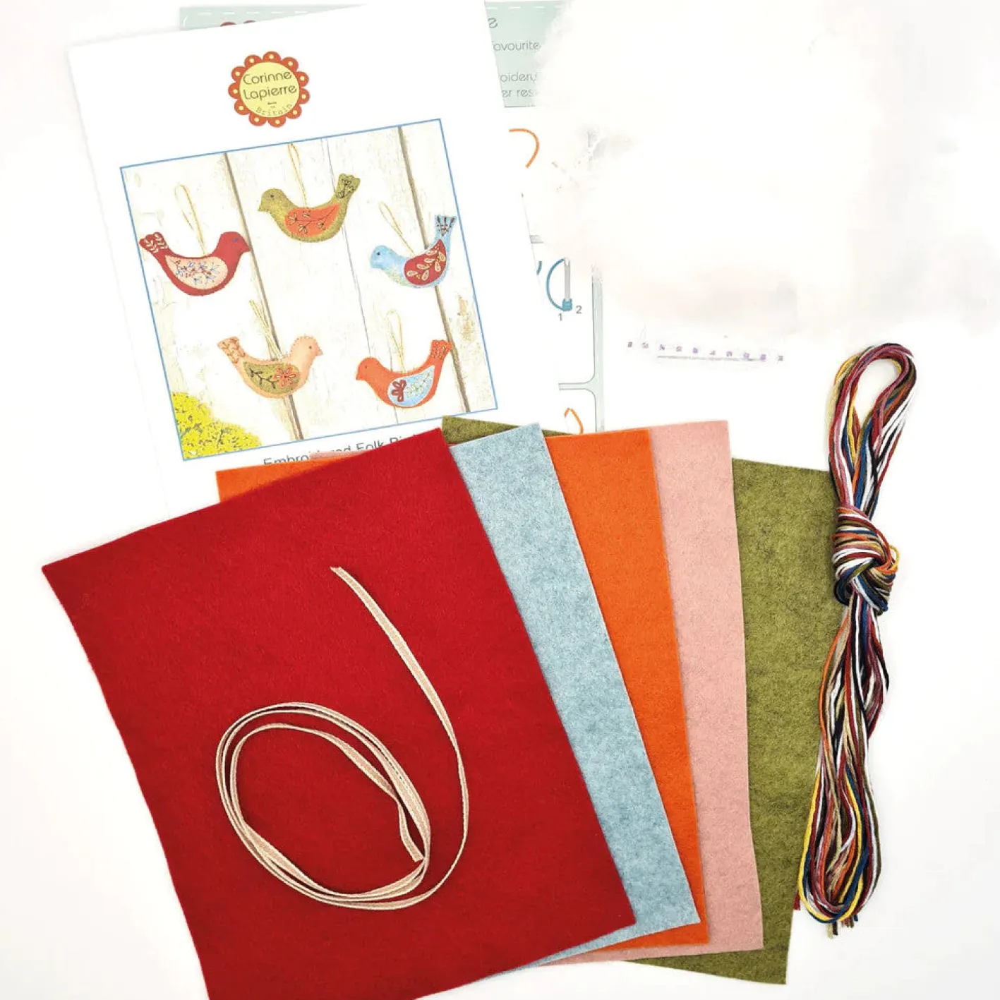 Corinne Lapierre Folk Birds Wool Mix Felt Craft Kit