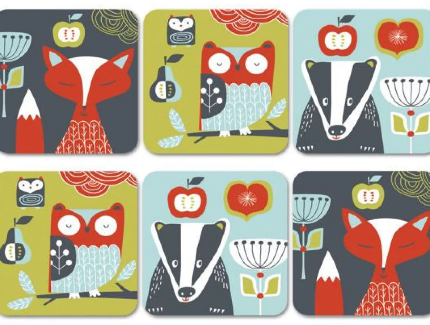 Repeat Repeat Folkland Coasters Set of 6