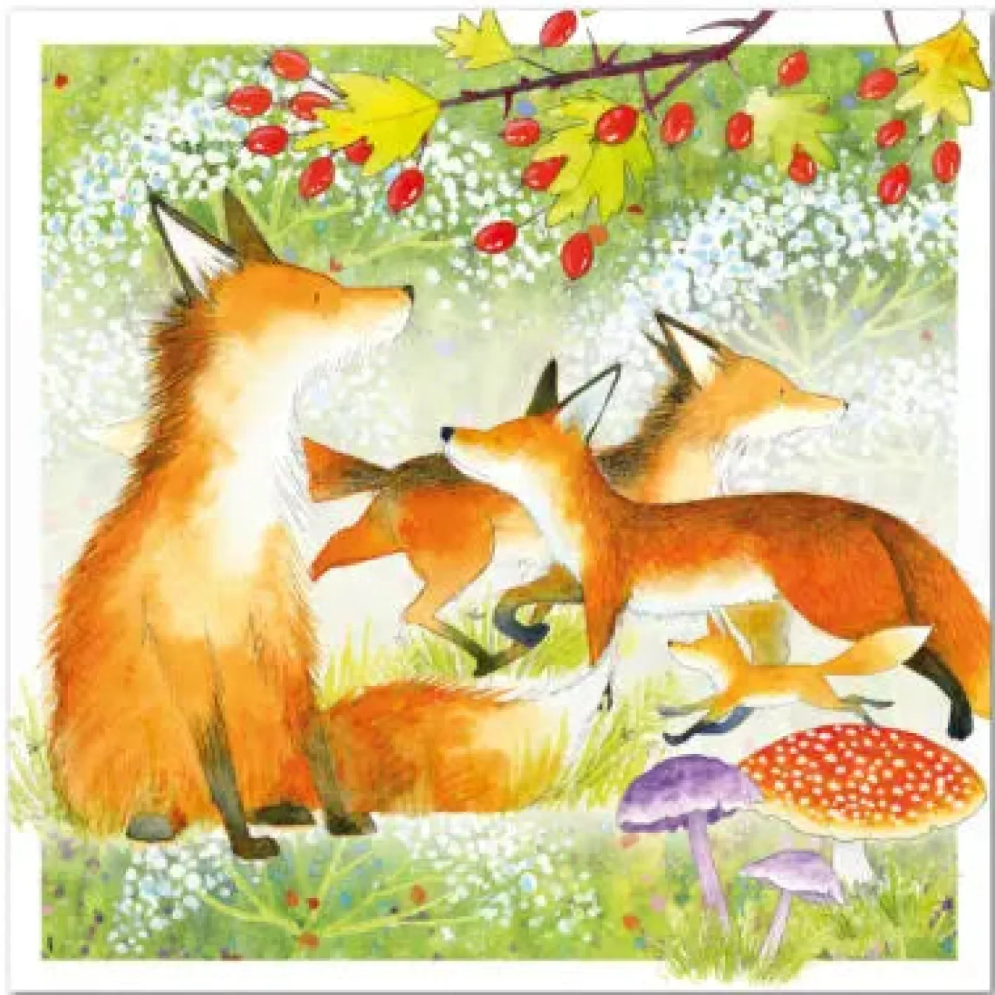Emma Ball Fox Family Greetings Card