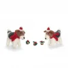 Amica Felt Fox Terrier Pair with Christmas Pudding Garland Felt Decoration