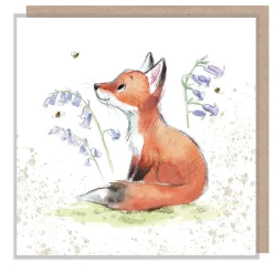 Paper Shed Design Fox with Bluebells and Bees Greetings Card
