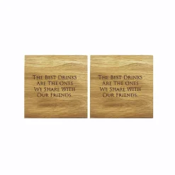 Selbrae Friends Oak Coasters- Set of 2