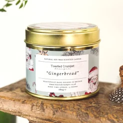 Toasted Crumpet Gingerbread Candle in a Matte Gold Tin