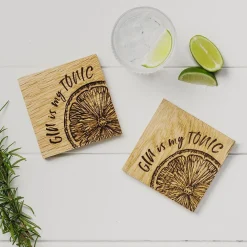 Selbrae Gin is My Tonic Oak Coasters - Set of 2