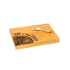 Selbrae Gin is My Tonic Oak Cutting Board & Bottle Opener Set