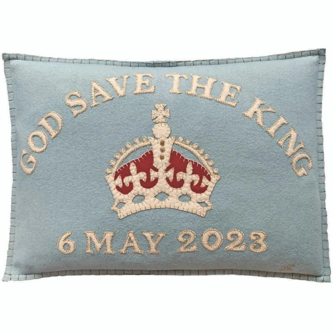 Jan Constantine God Save The King Pillow - Duck Egg Blue
