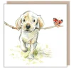 Paper Shed Design Golden Lab with Stick & Butterfly Greetings Card