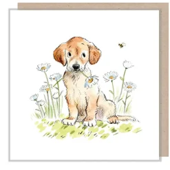 Paper Shed Design Golden Retriever with Daisy & Bee Greetings Card