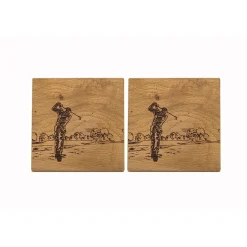 Selbrae Golf Oak Coasters- Set of 2
