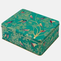 Sara Miller London Green Birds Deep Rectangular Tin by Sara Miller