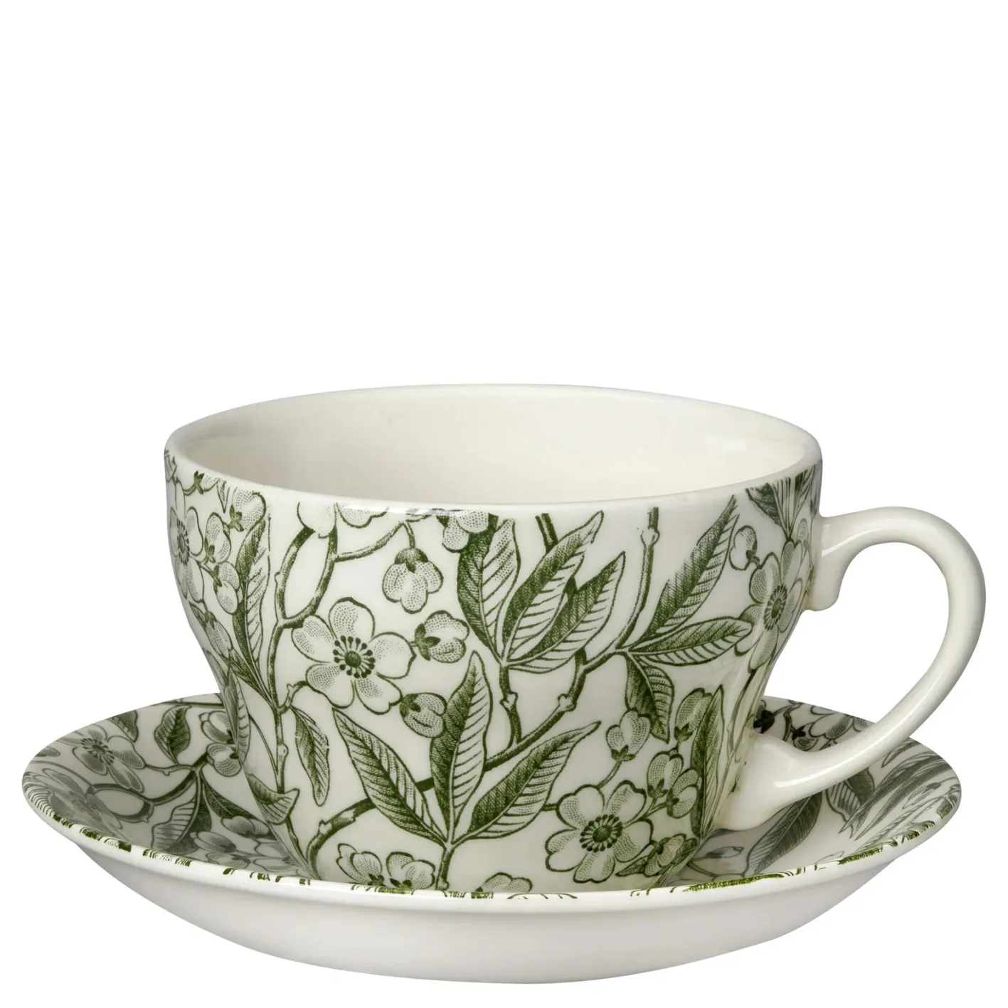 Burleigh Green Prunus Breakfast Cup and Saucer