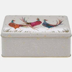 Sara Miller London Grey Pheasants Deep Rectangular Tin