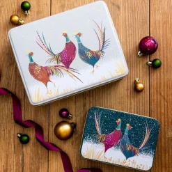 Sara Miller London Grey Pheasants Deep Rectangular Tin