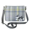 Earth Squared Bags Grey Tweed Grey & White Dog Applique Messenger Bag