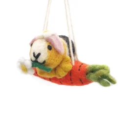 Amica Felt Guinea Pig on a Carrot Swing Felt Decoration