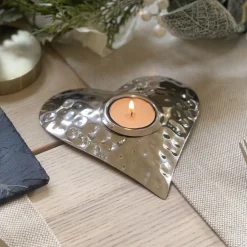 Selbrae Hand Hammered Heart Tea Light Holder