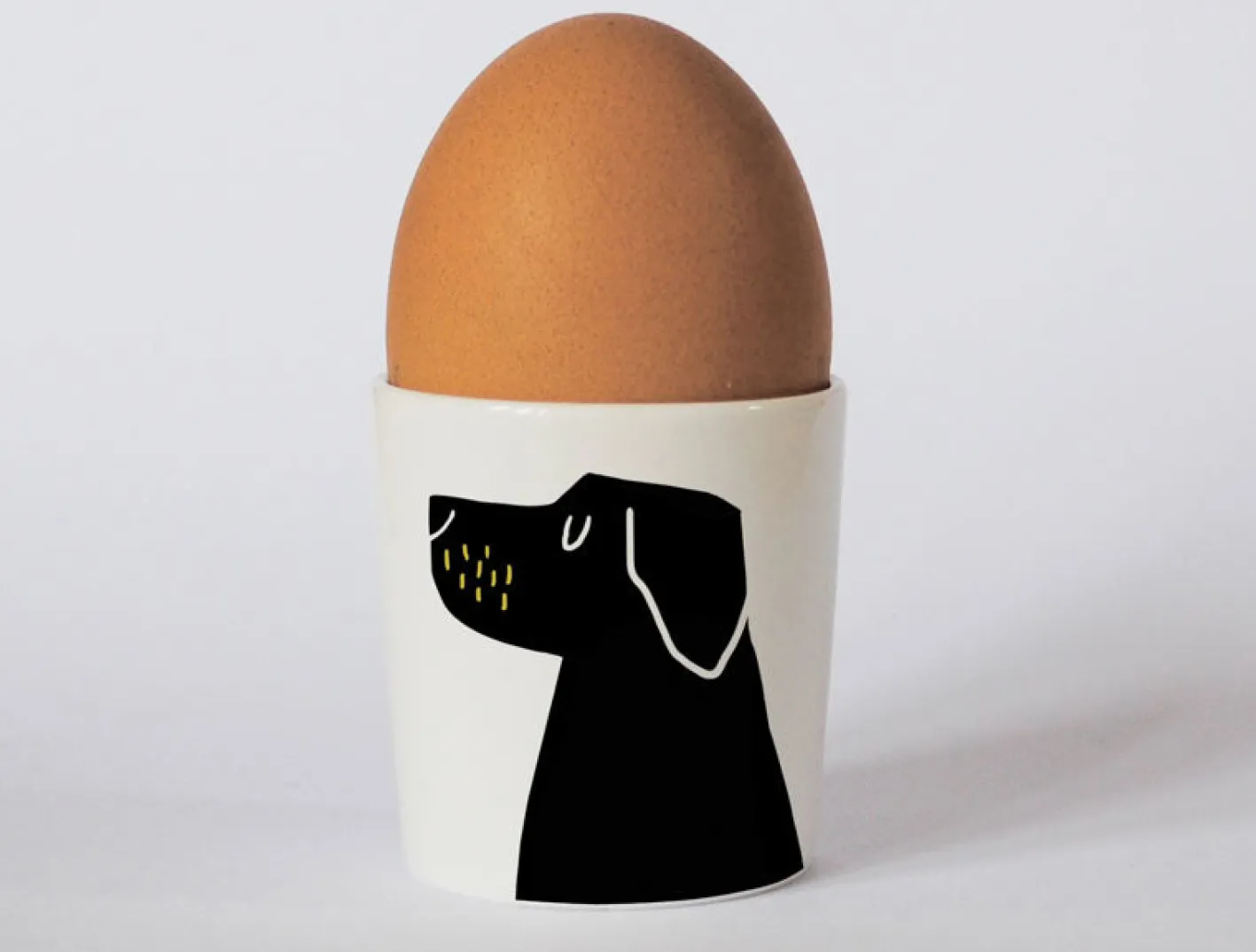 Repeat Repeat Happiness Black Lab Egg Cup Olive