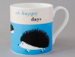 Repeat Repeat Happiness Hedgehog Blue Mug