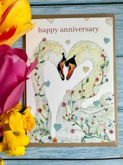 Jen Winnett Happy Anniversary Swans Eco-card