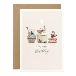 Stephanie Davies Happy Birthday Three Cakes Greeting Card