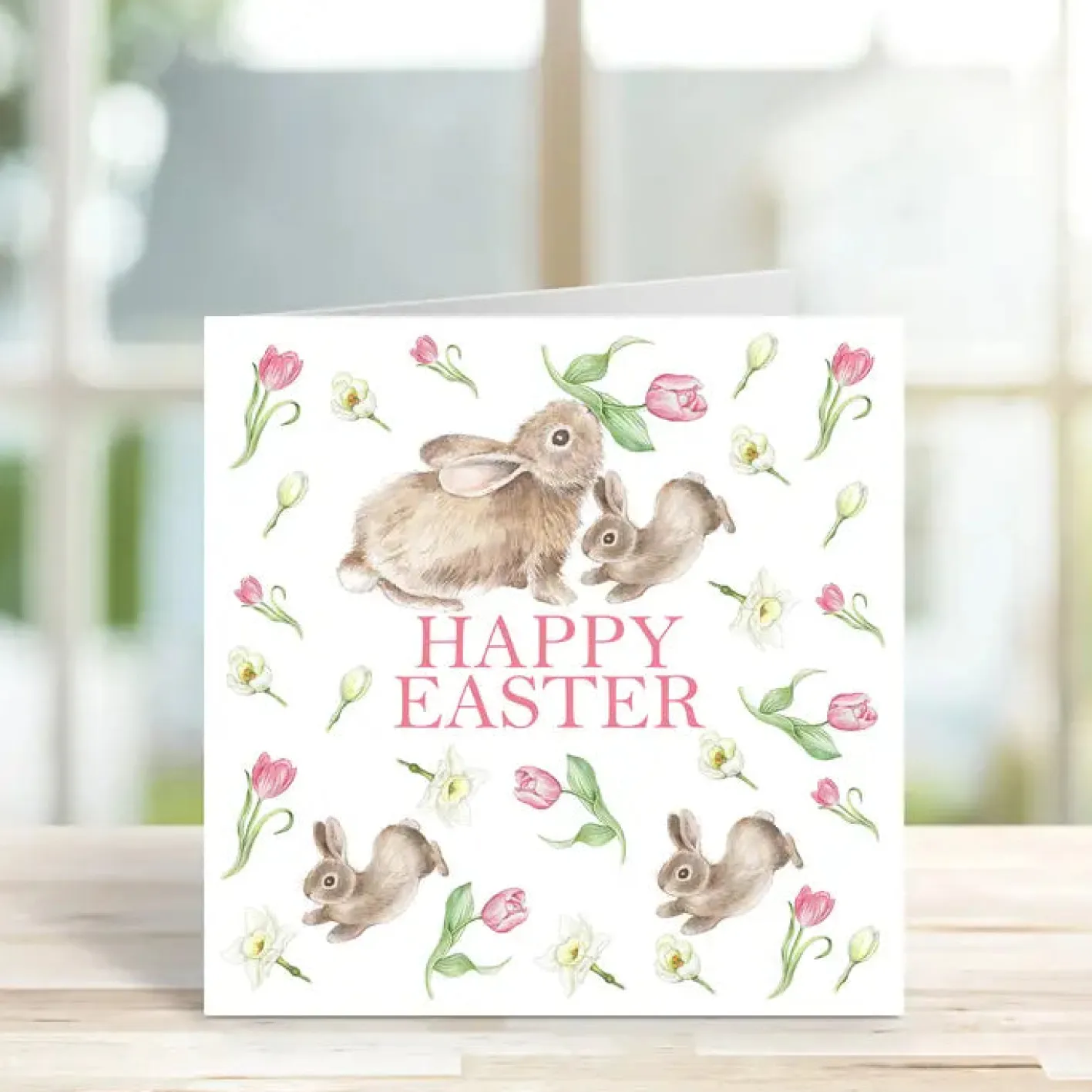 West Country Designs 'Happy Easter' Rabbits and Tulips Easter Card