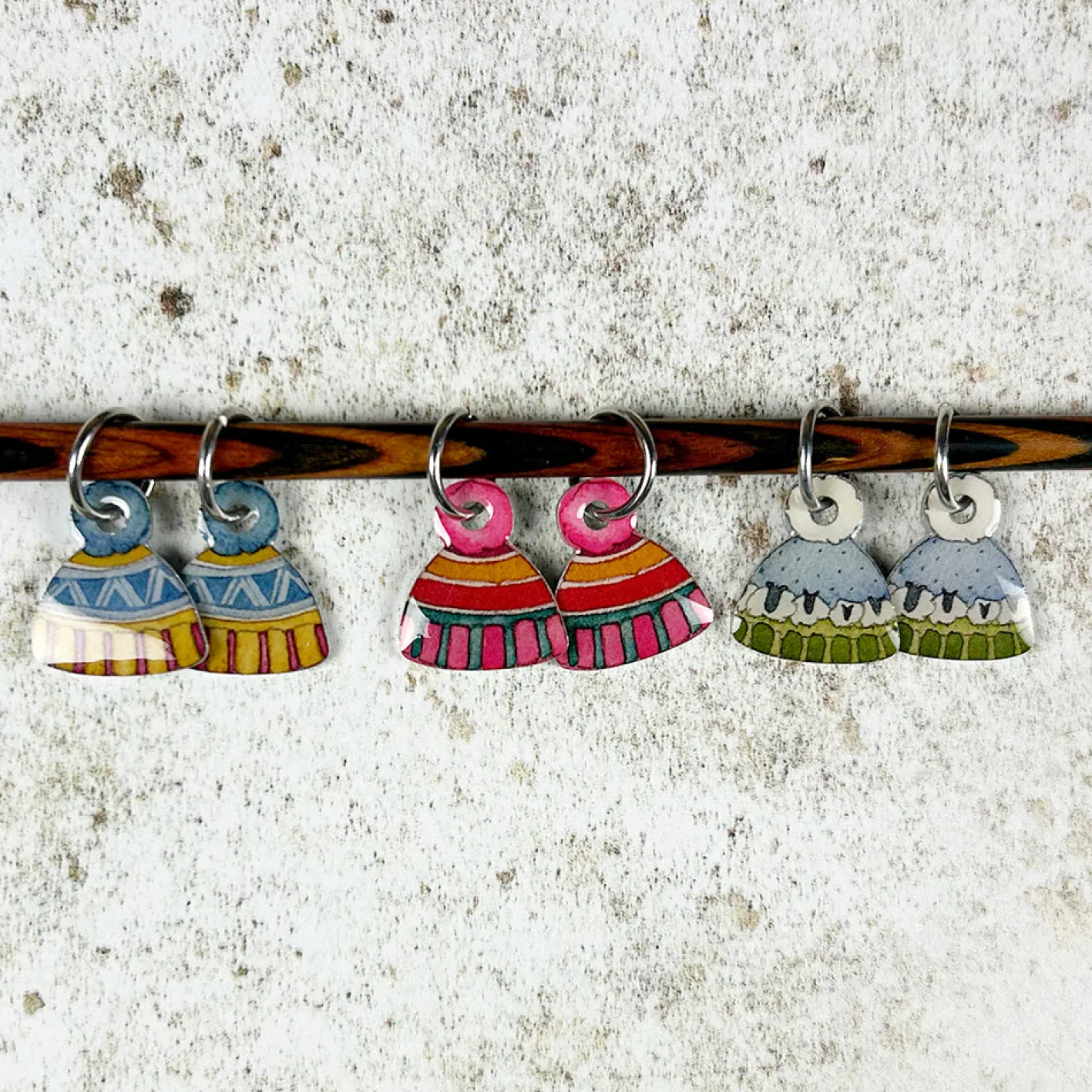 Emma Ball Hats Set of 6 Crochet Markers in a Pocket Tin