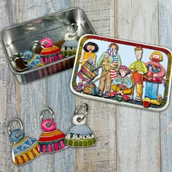 Emma Ball Hats Set of 6 Stitch Markers in a Pocket Tin