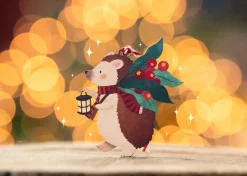 Dapple & Dot Hedgehog and Lantern Wooden Decoration