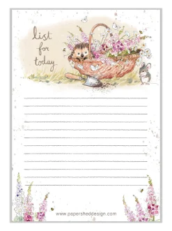 Paper Shed Design Hedgehog in a Flower Basket To Do List Pad
