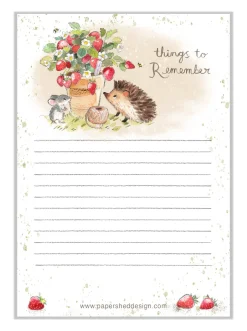 Paper Shed Design Hedgehog with a Strawberry Plant Pot To Do List Pad