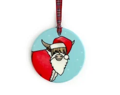 Yeti Highland Cow Ceramic Tree Decorations