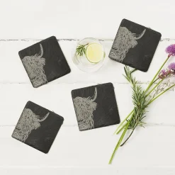 Selbrae Highland Cow Slate Coasters- Set of 4