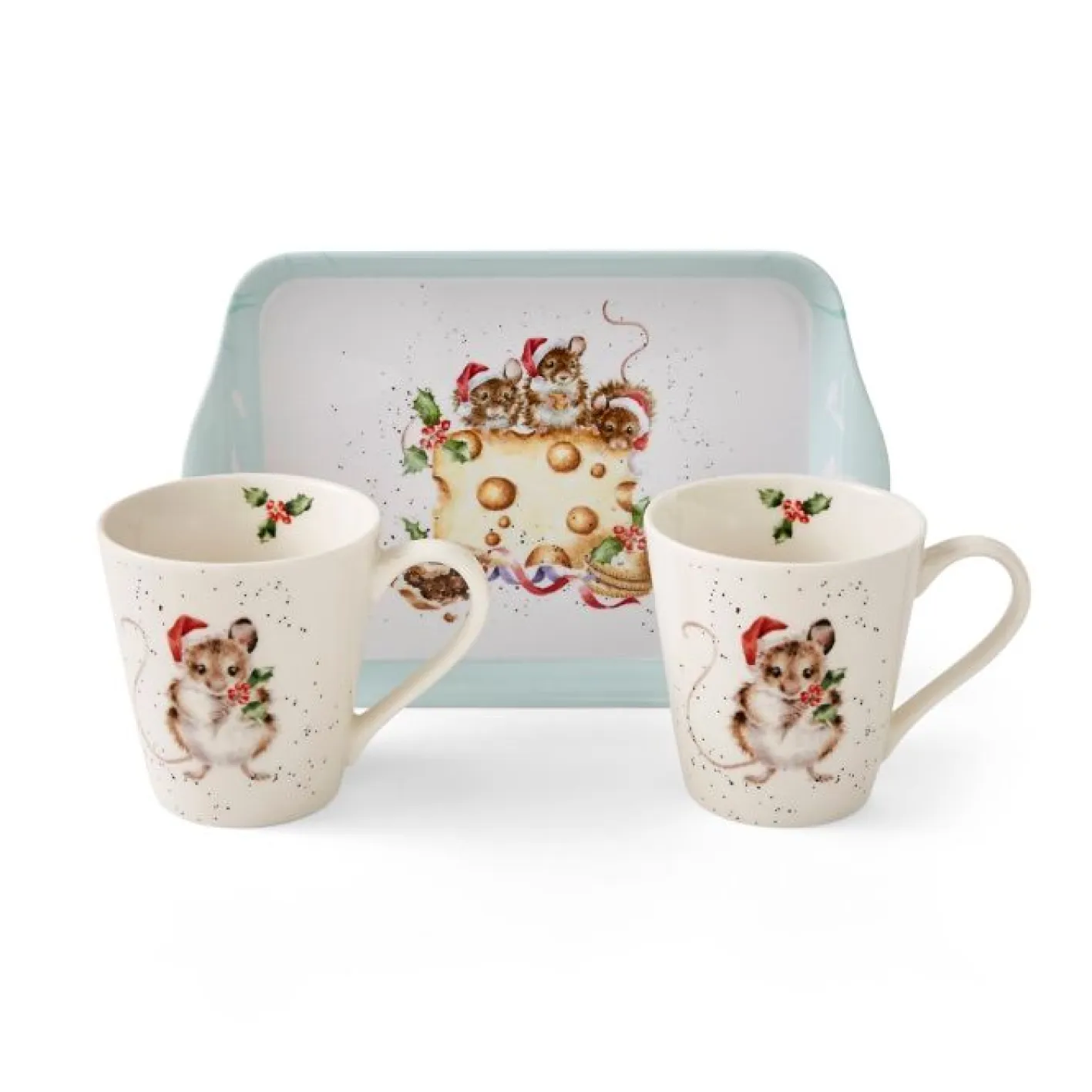 Wrendale Designs 'Holly Jolly Christmas' Mouse Mug & Tray Set