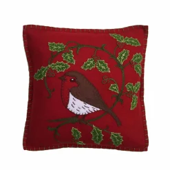 Jan Constantine Holly Robin Pillow - Red