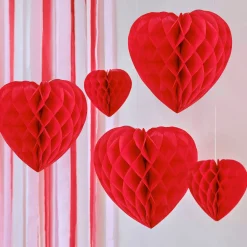 Ginger Ray Honeycomb Hanging Heart Decorations