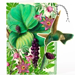 Madame Treacle Humming Bird & Purple Berries Hanging Fandangle Card