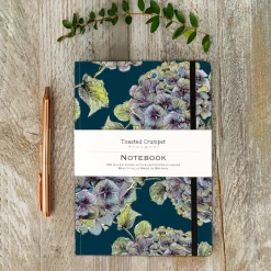 Toasted Crumpet Hydrangea Noir A5 Lined Notebook