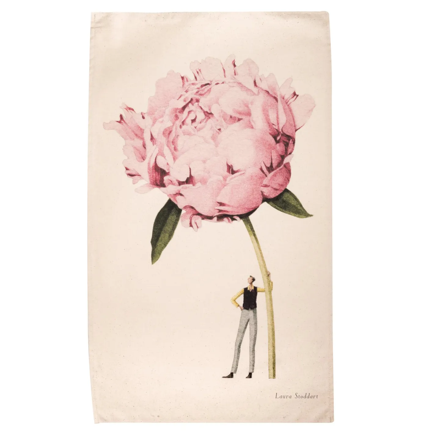 Laura Stoddart In Bloom Pink Peony Tea Towel