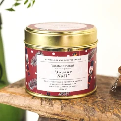 Toasted Crumpet Joyeux Noel Candle in a Matte Gold Tin